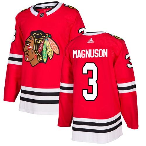Adidas Men Chicago Blackhawks 3 Keith Magnuson Red Home Authentic Stitched NHL Jersey